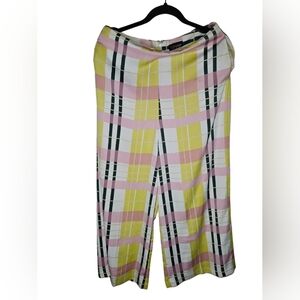 Topshop Yellow and Pink Plaid Women's Pants Size 8 , Like New.